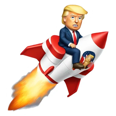 Donald Trump riding on a rocket sticker