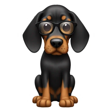 Black And Tan Coonhound Dog Breed Full Body with sunglasses sticker