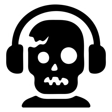 a zombie with headphones, solid filled icon style sticker