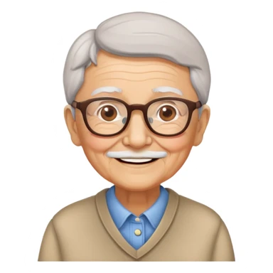 elderly grandparent with glasses and a warm smile sticker