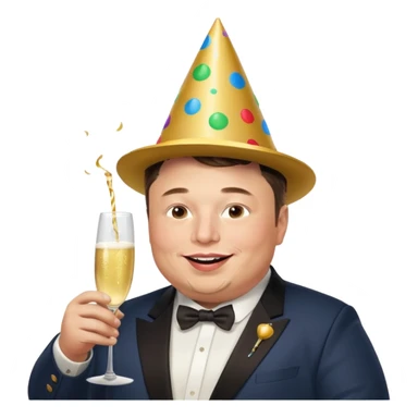 overweight happy realistic elon musk partying sticker