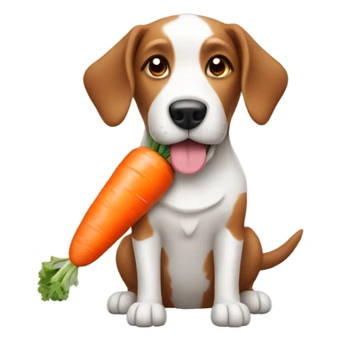 Dog with carrot sticker
