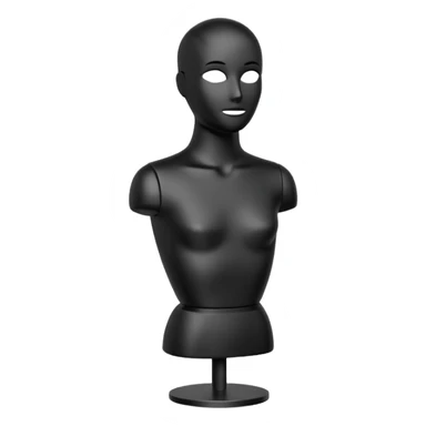 Minimalistic flat vector icon, iOS style, thin black contour on white background. Matte black mannequin in front of in 3D monochrome style. sticker