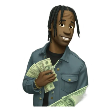 travis scott with stack of money sticker
