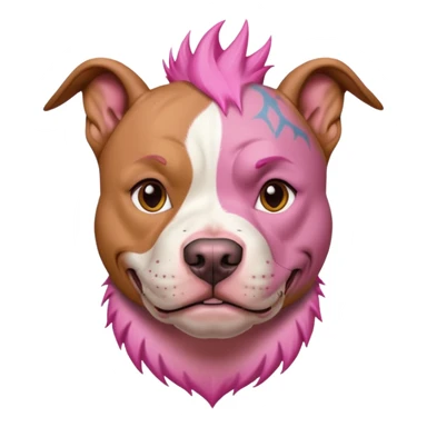 very tattoed face pitbull dog with pink spiky hair sticker