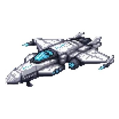 Space cruiser with sleek design and glowing engines, flying through stars sticker