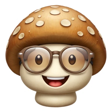 mushroom with glasses and a big smile sticker