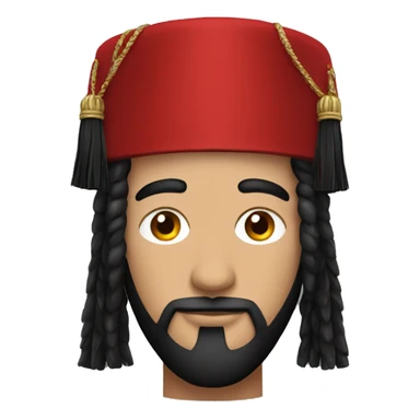 man wearing red fez with black tassels sticker