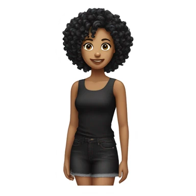 Chica De cabello rizado y negro  sticker