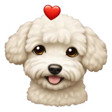 Beige bichon havanais with hearts sticker