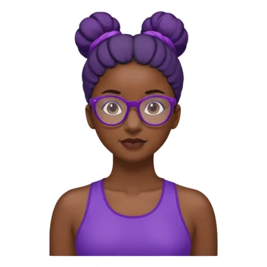 Female Athlete with Glasses – Dark-skinned woman, bun hairstyle, purple sports top.


 sticker