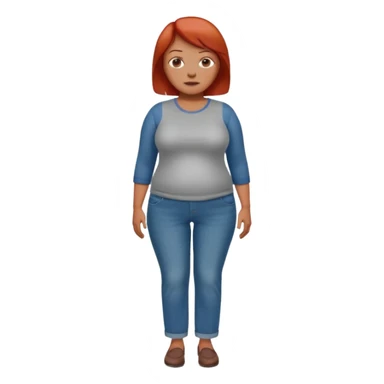Lazy old Short woman with straight short red hair and fat tummy..wears business casual jeams and full sleeve  tshirt. Not smart looking ill fitting clothes sticker