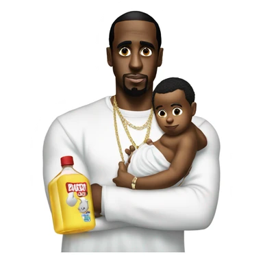 P diddy with baby oil wearing white sticker