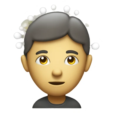 Create an emoji of a person deep in thought, with a pondering expression, as if working on an idea. Small light bulbs float around the head, symbolizing brainstorming and the emergence of creative thoughts. sticker