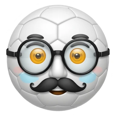 soccer ball wearing joke glasses and nose and mustache sticker