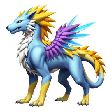 Colorful Manectric-Solgaleo-Raikou-Wargreymon-Sergal-Pokémon-Digimon-Fakémon-fusion-hybrid-creature sticker