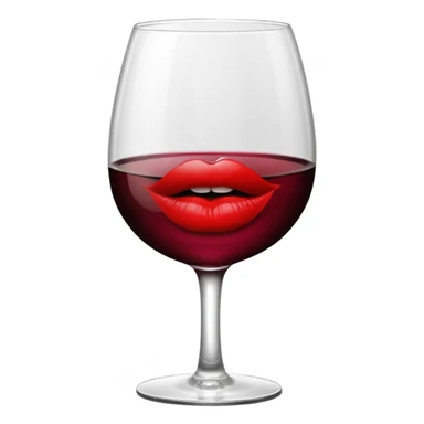 wine glass half full of red wine with a lipstick kiss print on the rim sticker