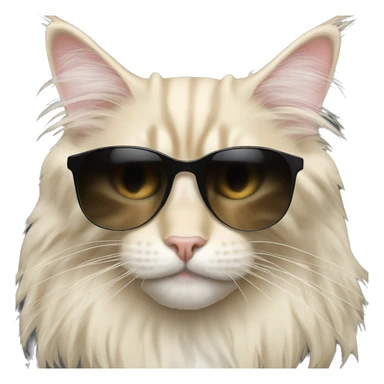cream colored maine coon with black sunglasses sticker