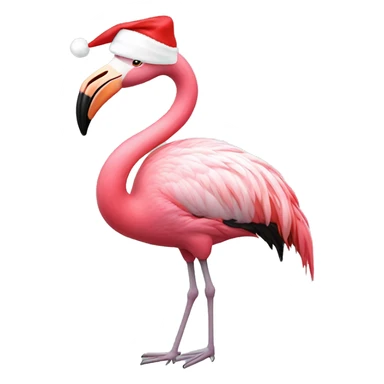 Flamingo wearing a santa hat sticker