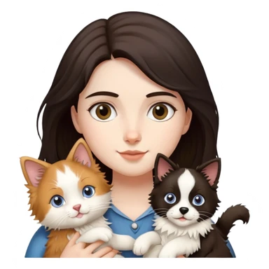 A girl holding a Ragdoll Cats and a Border collie sticker