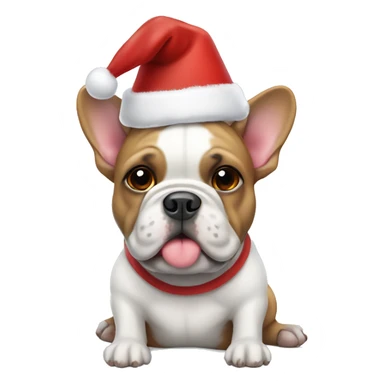 French bull dog wearing a Christmas hat  sticker