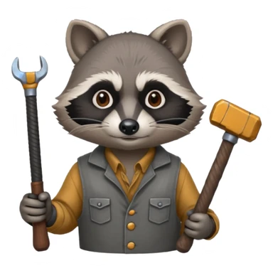 blacksmith racoon holding hammer sticker