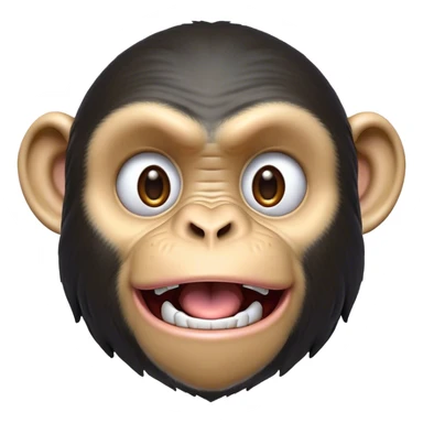 Cinematic Comical Chimpanzee Portrait Emoji, Head tilted dramatically with an exaggeratedly shocked expression, featuring a dynamic face with wide, comically expressive eyes full of humorous disbelief, Simplified yet hilariously expressive features, highly detailed, glowing with a slightly sassy glow, high shine, dramatic yet playful, stylized with an air of quirky primate attitude, soft glowing outline, capturing the essence of a meme-worthy chimpanzee that appears ready to side-eye its way into viral fame! sticker