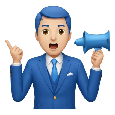 A blue Telegram emoji style of trump shouting sticker