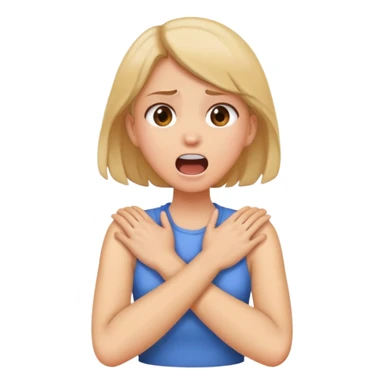 girl holding neck crossing arms screaming sticker
