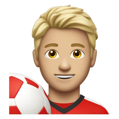Dirty Blonde hair boy with fair skin soccer player wearing red jersey sticker