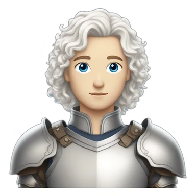 white androgynous guy white long curly hair armor blue eyes sticker