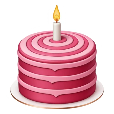brandcake emoji reminiscent of Airbnb logo, minimalist cake design with swirl or loop element echoing 'Bélo' symbol, flat modern look, Airbnb signature pink-red hues sticker