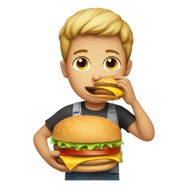 Boy eat burger sticker