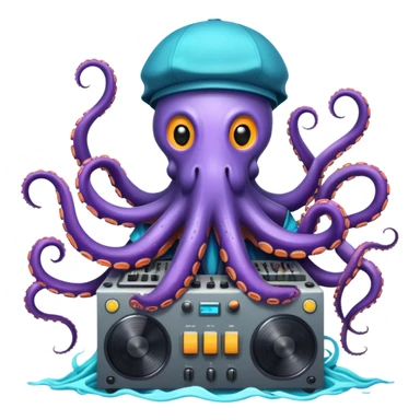 DJ octopus working in paper storm sticker
