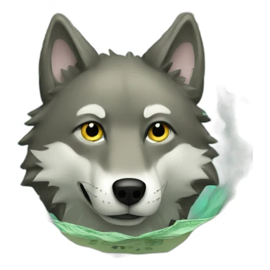 cartoon wolf swimming in money sticker