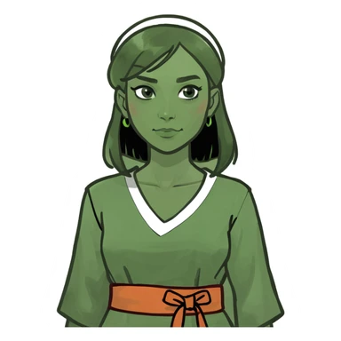 fullbody emoji of a curvy Middle Eastern woman from Jerusalem, 1st century, tunic and sash, no head covering, no religious symbols sticker