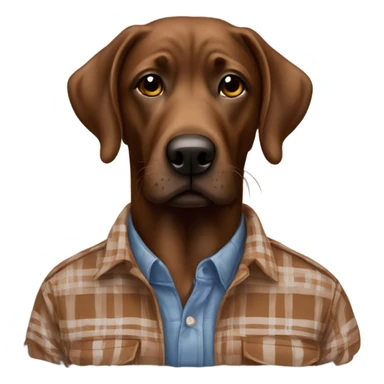 plaid shirt male portrait with brown lab sticker