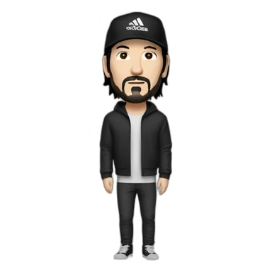 short haired and no mustache keanu reeves with a black addidas cap sticker