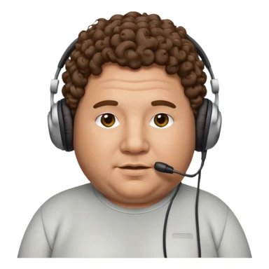 fat man with curly hair and headphones sticker