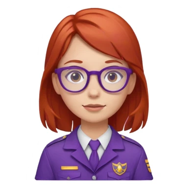 red haired scout kid with purple uniform and glassess girl sticker