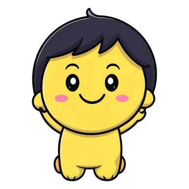 simple embarrassed white smiley with black hair sticker