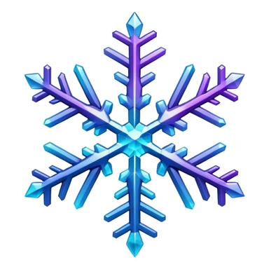 Gradient iridescent purple indigo blue cyan snowflake  sticker