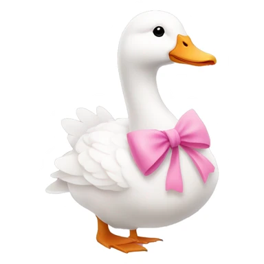 A White goose with a bow in pink around its neck. Make it really cute and show the whole Animal sticker