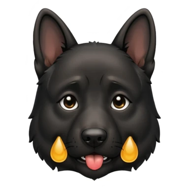 all black german shepherd face crying large tears looking sad sticker