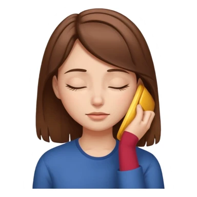 Girl tucks hair behind the ear with eyes closed sticker