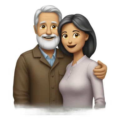 Loving 57 year old wife and 64 year old husband with beard both with dark hair sticker