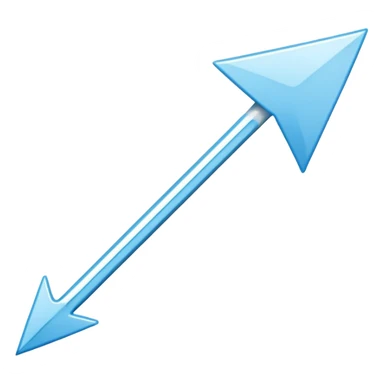 Extremely simplistic white arrow with light blue outline pointing. Make it like the image attached but skinnier sticker