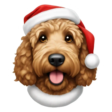 Brown golden doodle dog with Santa hat sticker