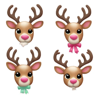 Pretty Reindeer trio with a light pink bow on each of them  sticker