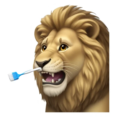lion with a toothbrush sticker